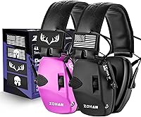 Vista 10 de ZOHAN Electronic Shooting Earmuffs, Hearing Protection Shooters, NRR 23dB Noise Reduction Gun Range Ear Protection Headphones Con parches-negro