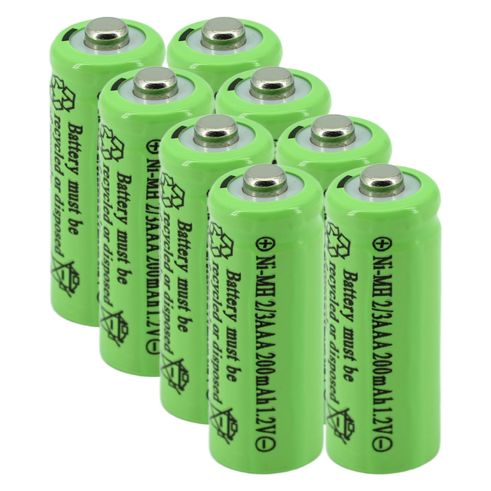Yibatopow 8 Packs Ni-MH 2/3AAA 1.2v 200 mah Rechargeable Batteries,2/3 AAA Battery for Solar Lights,Outdoor Solar Garden Art Light Battery(They are