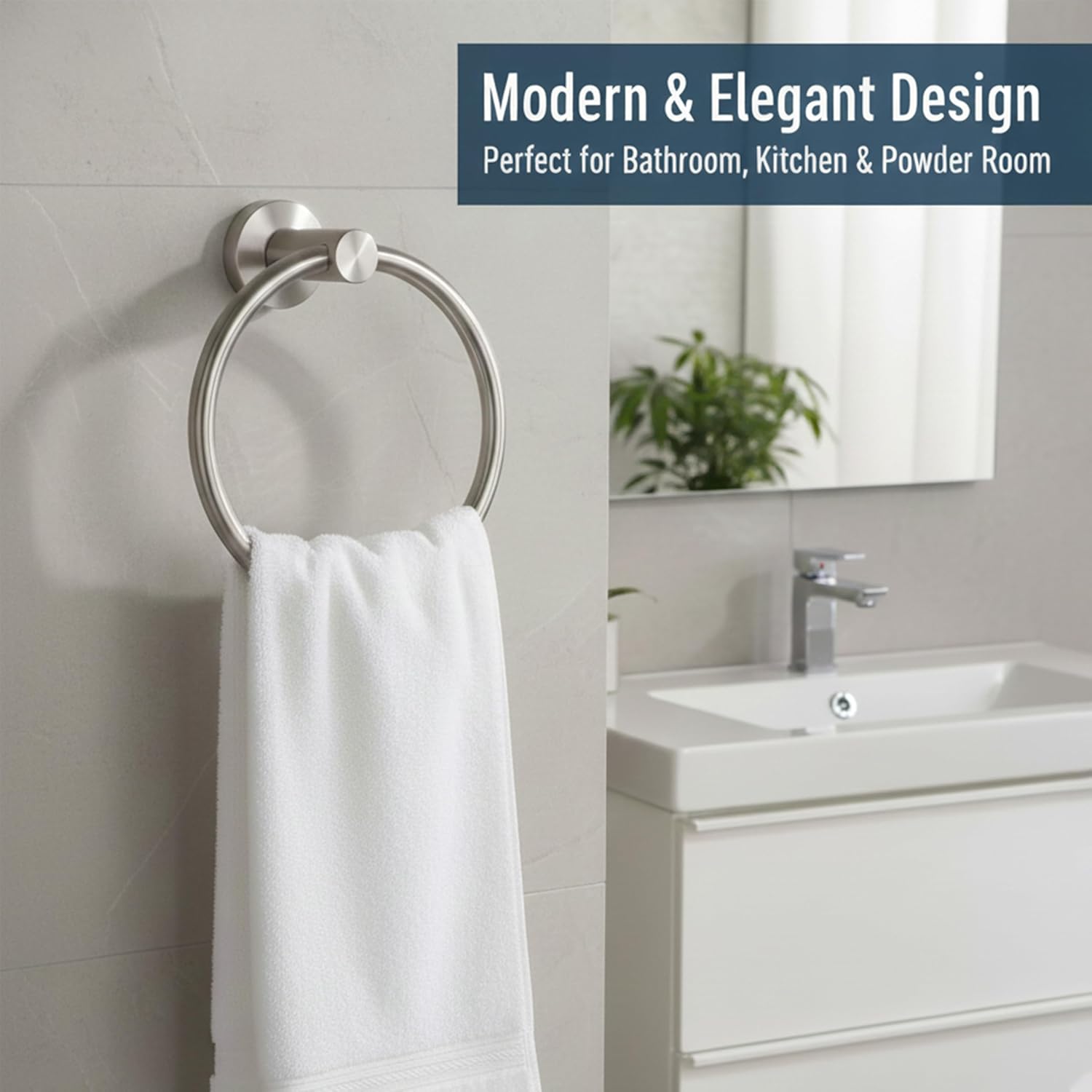 BGL Towel Ring Brushed Nickel, Bath Hand Towel Ring Stainless Steel Round Towel Holder for Bathroom - Image 2