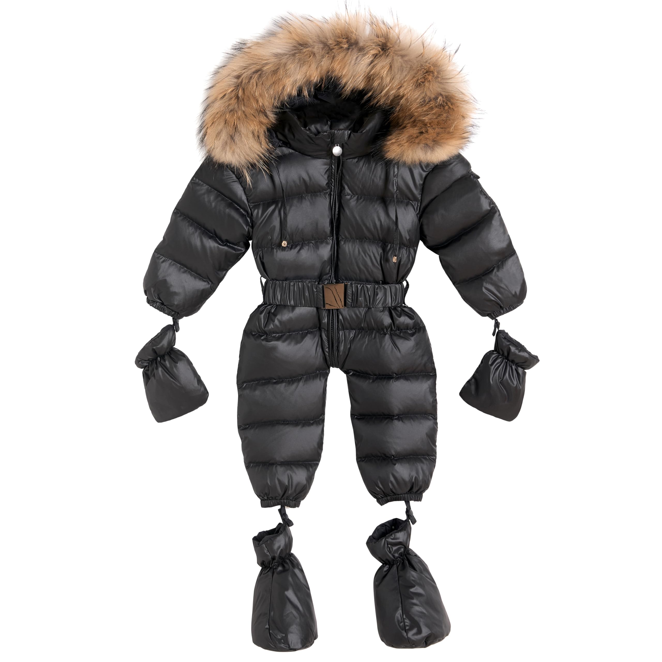 Waterproof Down Filled Unisex Snowsuit Winter Jacket Snow Coat With Removable Hood