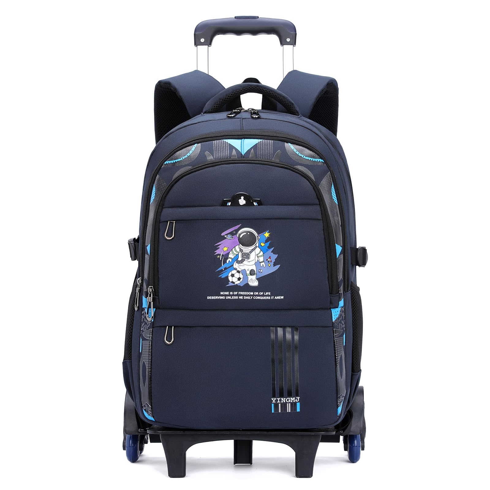 Amythe Sac a Dos à Roulette Garcon, 28 L Cartable Garcon a roulettes, Sac D'école Collège et Primaire pour Enfants 9 à 16 Ans, 6 Roues pour L'école, Voyages et Loisirs, Bleu