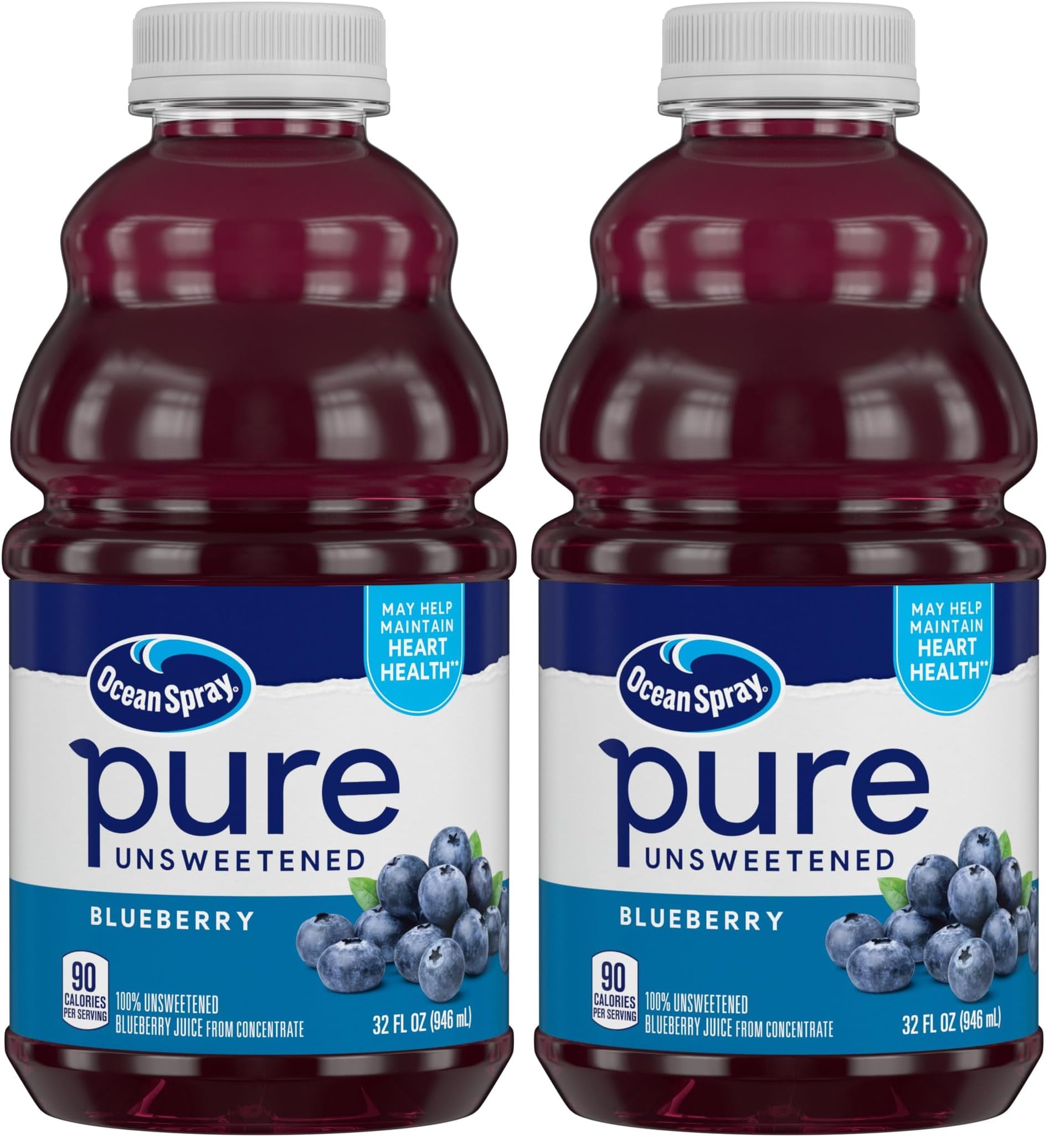 Ocean Spray® Pure Blueberry, 100% Blueberry Juice From Concentrate, 32 Fl Oz Bottle (Pack of 2)