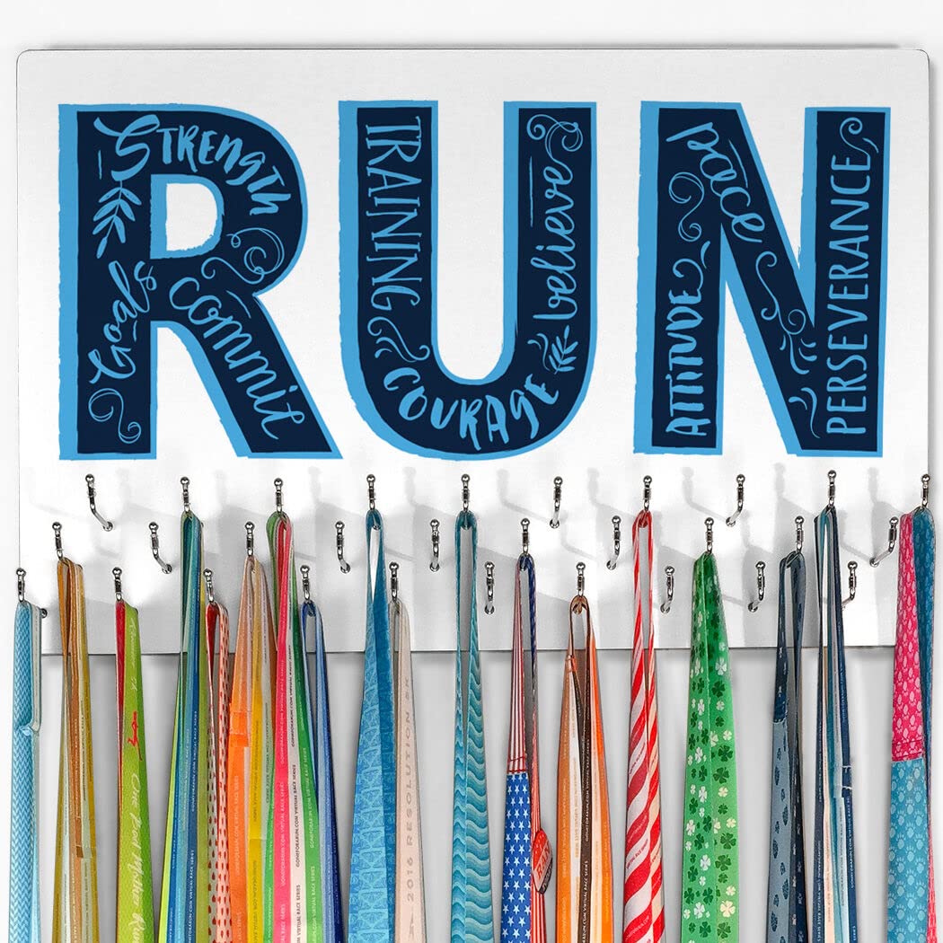 Gone For a Run Hooked On Medals (Large) | Medal Hanger and Display Inspirational Runner | White
