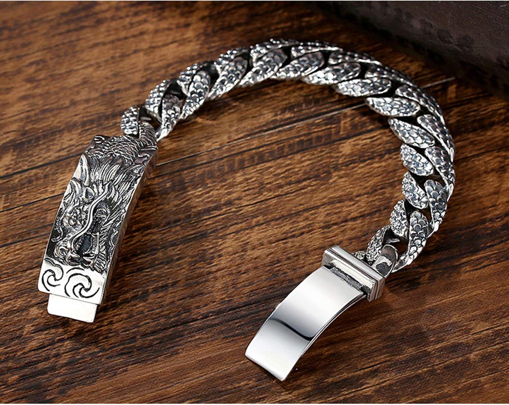 Bracelet Dragon En Cuir Et Acier Pour Hommes - Style Punk, Motif Griffe, Circonférence 20 Cm (7,87"), 29 G - 3