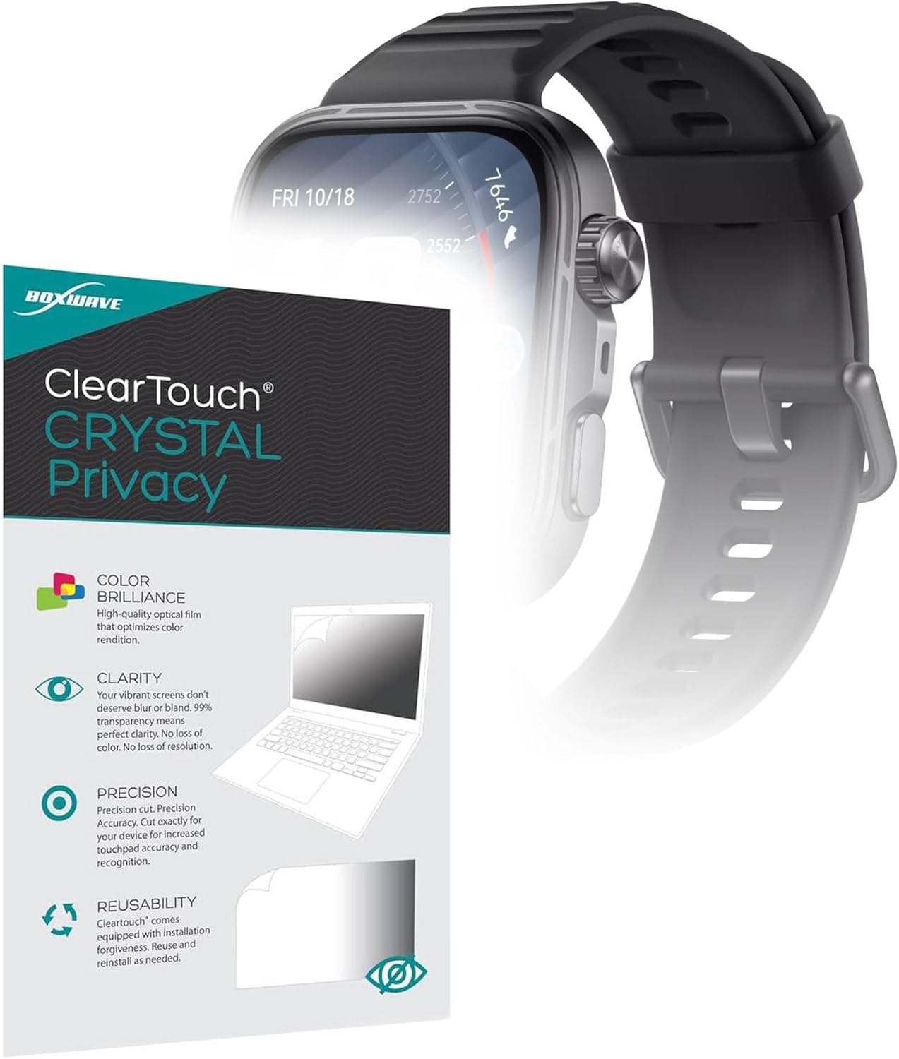 BoxWave Screen Protector Compatible with Huawei Watch Fit 5 - ClearTouch Crystal Privacy (2-Pack), Privacy Screen Protector Flexible Film Clear