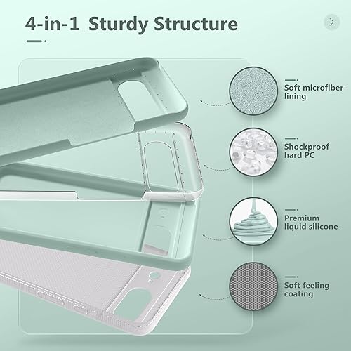 Miniatura 2 de GONEZ Funda para Google Pixel 8, funda de silicona líquida con 2 protectores de pantalla, funda protectora de cuerpo completo, a prueba de golpes,