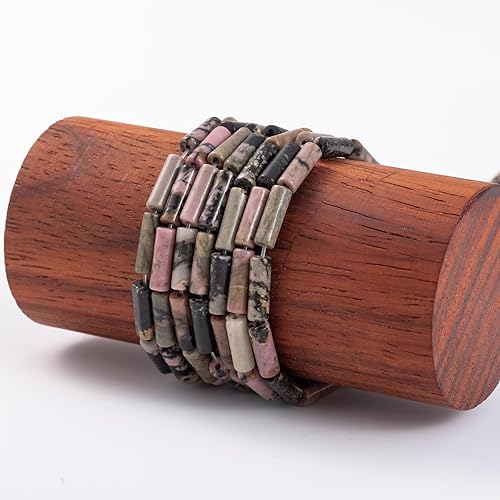 Miniatura 5 de Cuentas de tubo cilíndrico de rodocrosita natural, 0.157x0.512 in, 15.0 instr sueltas semi piedras preciosas para hacer pulseras, collares, aretes