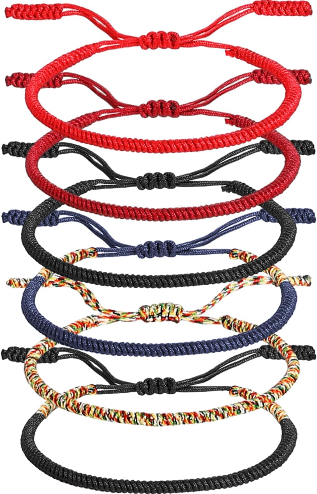 6 Pcs Tibetan Bracelet Buddhism Handmade Knot Rope Bracelet Woven Thread String Bracelet Lucky Multicolor String Thread for Men Women Friendship Couple