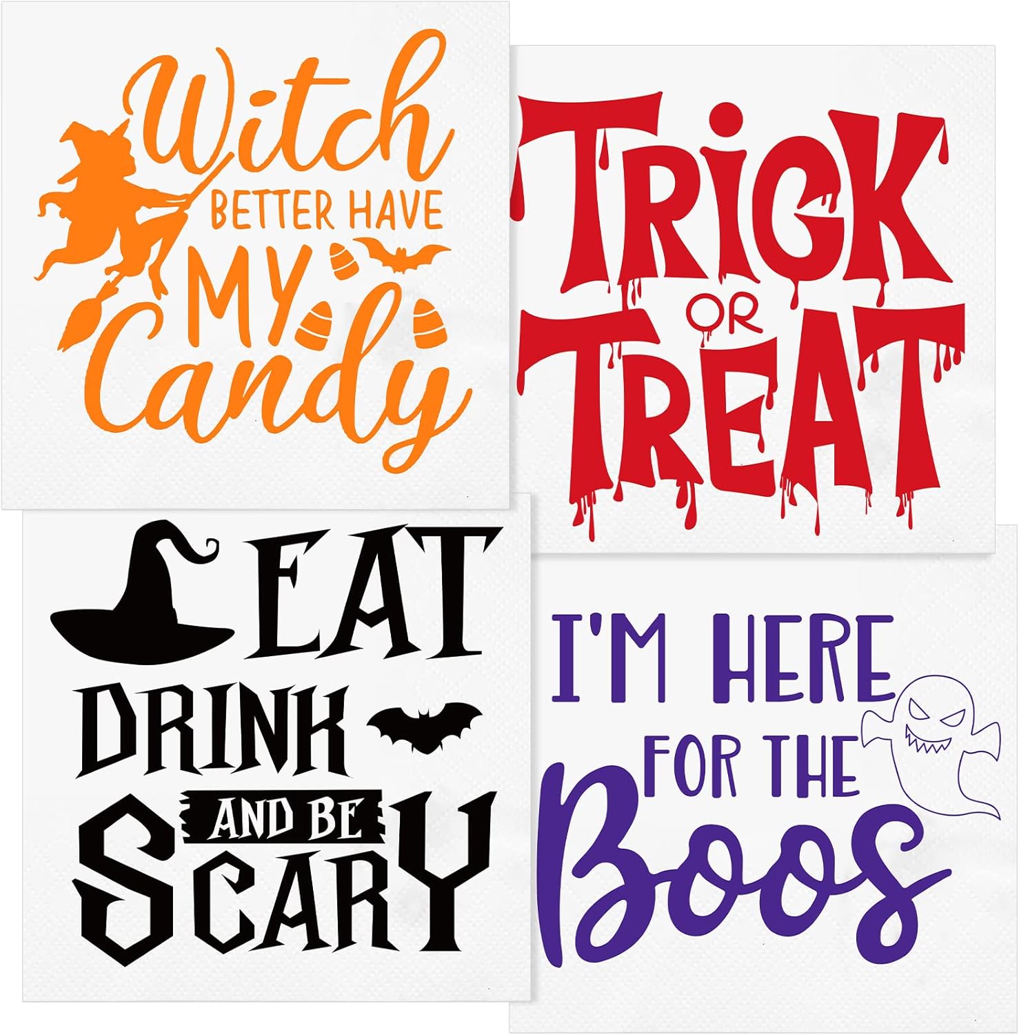 120 Halloween Cocktail Napkins Happy Halloween Napkins 3 Ply Disposable Halloween