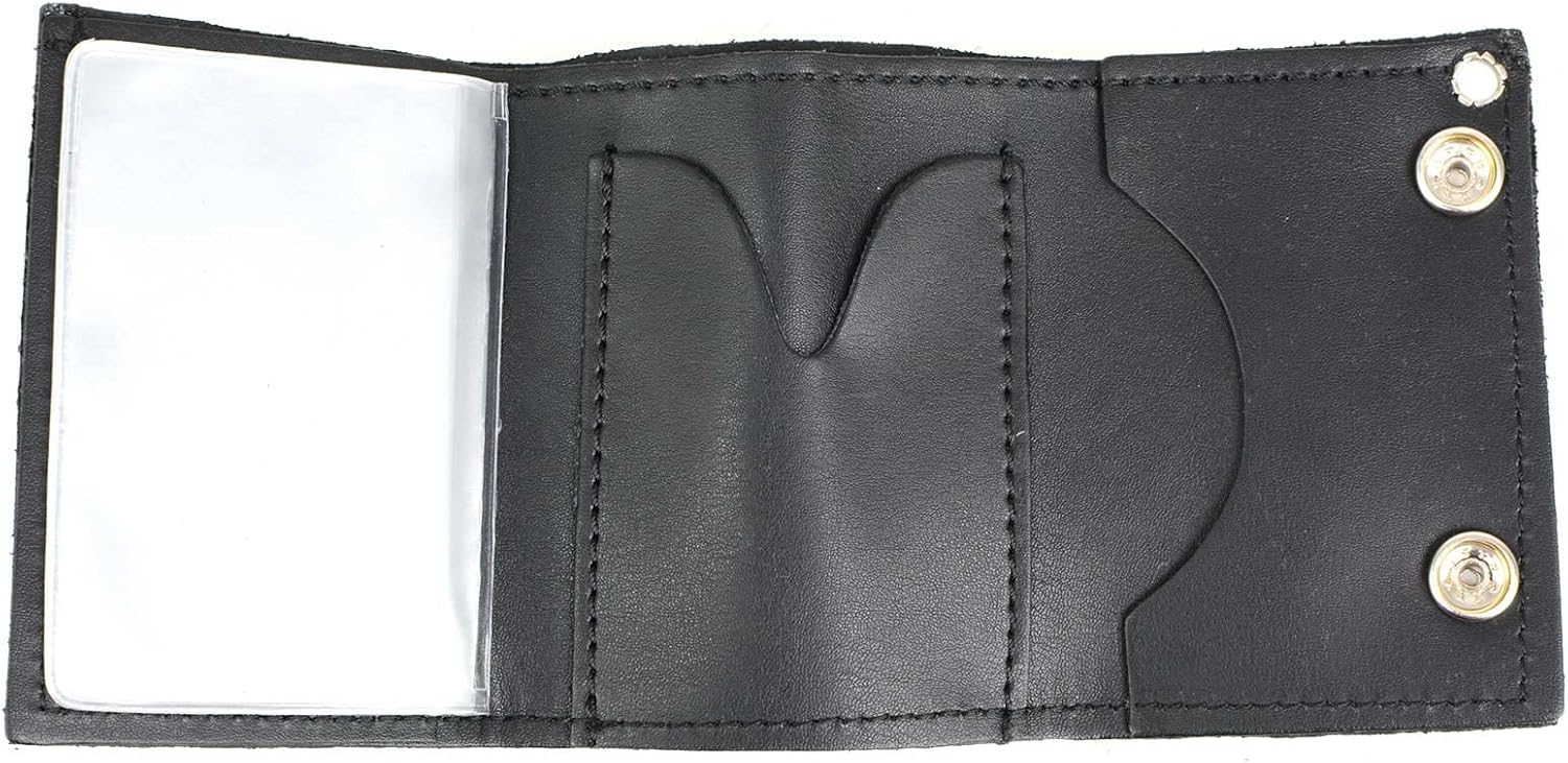 Milwaukee Leather MLW7833 Men's 4” Leather “Lone Wolf No Club” Tri-Fold Wallet w/Anti-Theft Stainless Steel Chain - One Size
