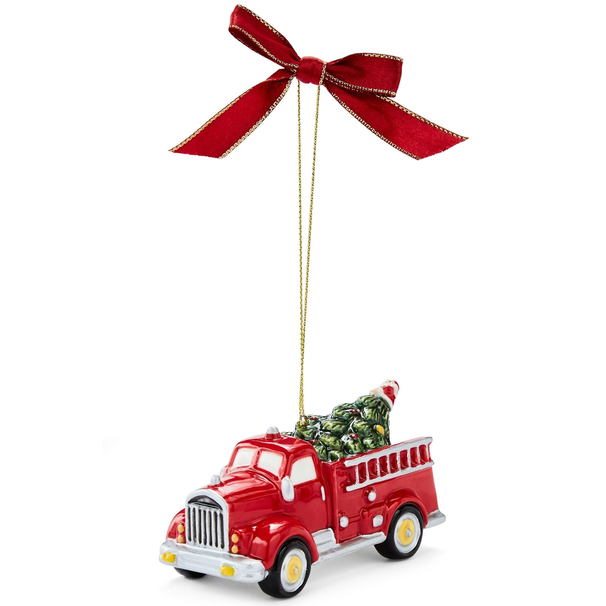 Spode Multicolored Christmas Tree Fire Truck Tree Hanging Ornament