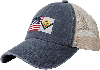 Flag of Bear Valley, Denver and America Baseball Cap for Men Women Vintage Low Profile Cotton Mesh Dad Hat