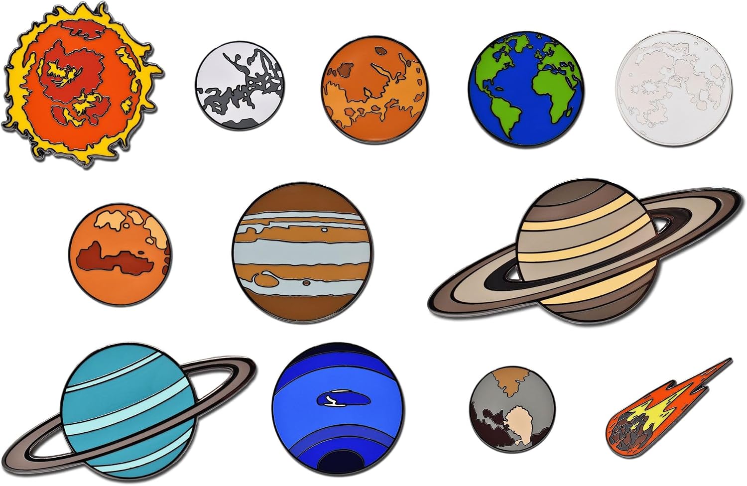 Solar System Planets Enamel 12 Pin Set