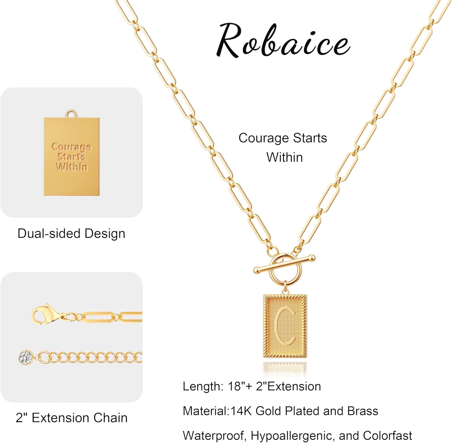 Valentines Day Gifts 14K Gold Plated Initial Letter Necklace for Women, Personalized Alphabet Pendant with Inspirational Engraving, Paperclip Chain Non-Tarnish Jewelry Gift for Her - Image 7