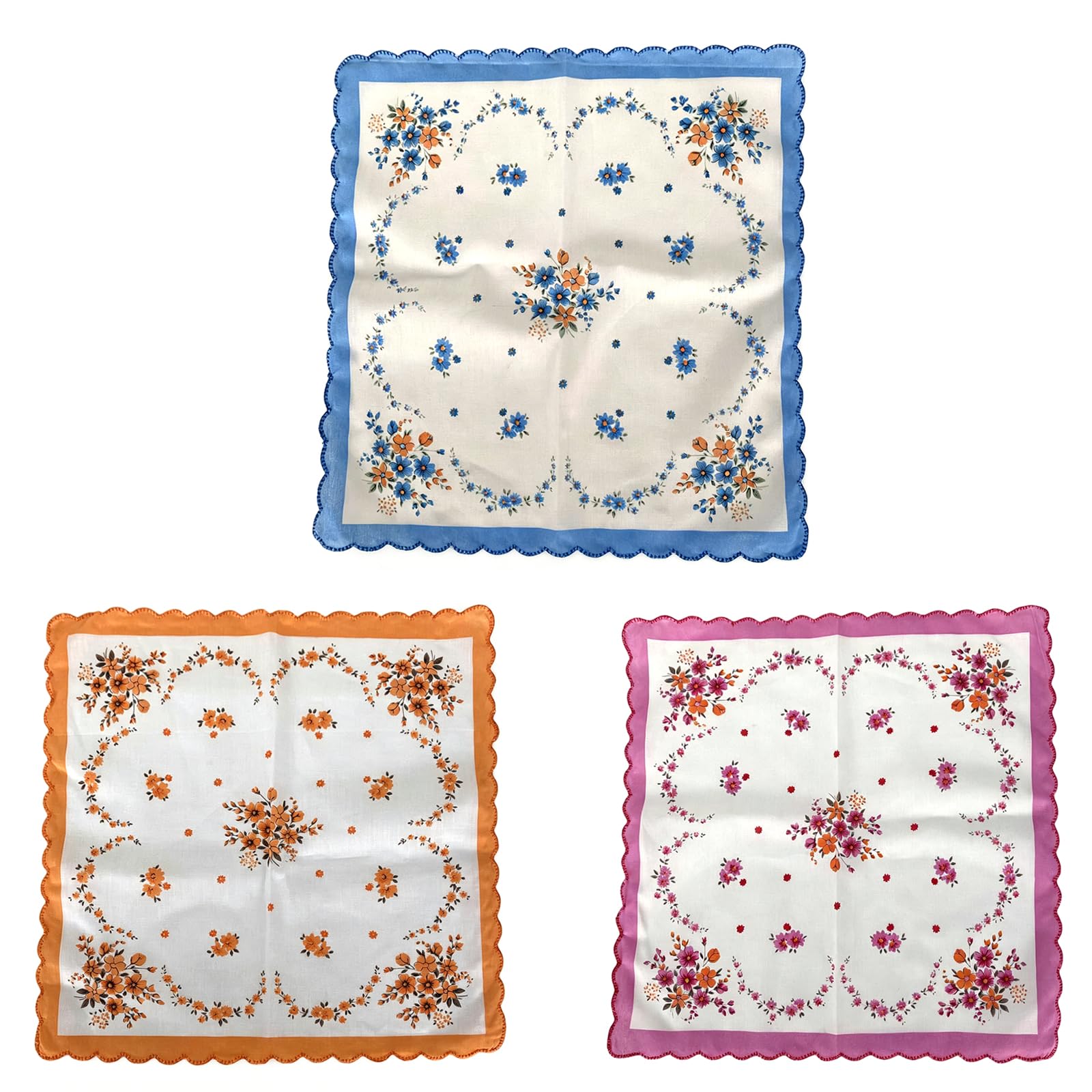 Kalttoy Absorbent Floral Print Handkerchief Soft Cotton Hankies Elegant Flower Handkerchiefs for Women Wedding Party Ladies Blossomy Print Handkerchief