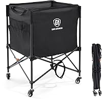Vista 1 de EVER ADVANCED Rolling Ball Storage Cart Lockable Wheels, 33x22.8in/45x25in Collapsible Garage Sports Equipment Organizer for Volleyball Basketball
