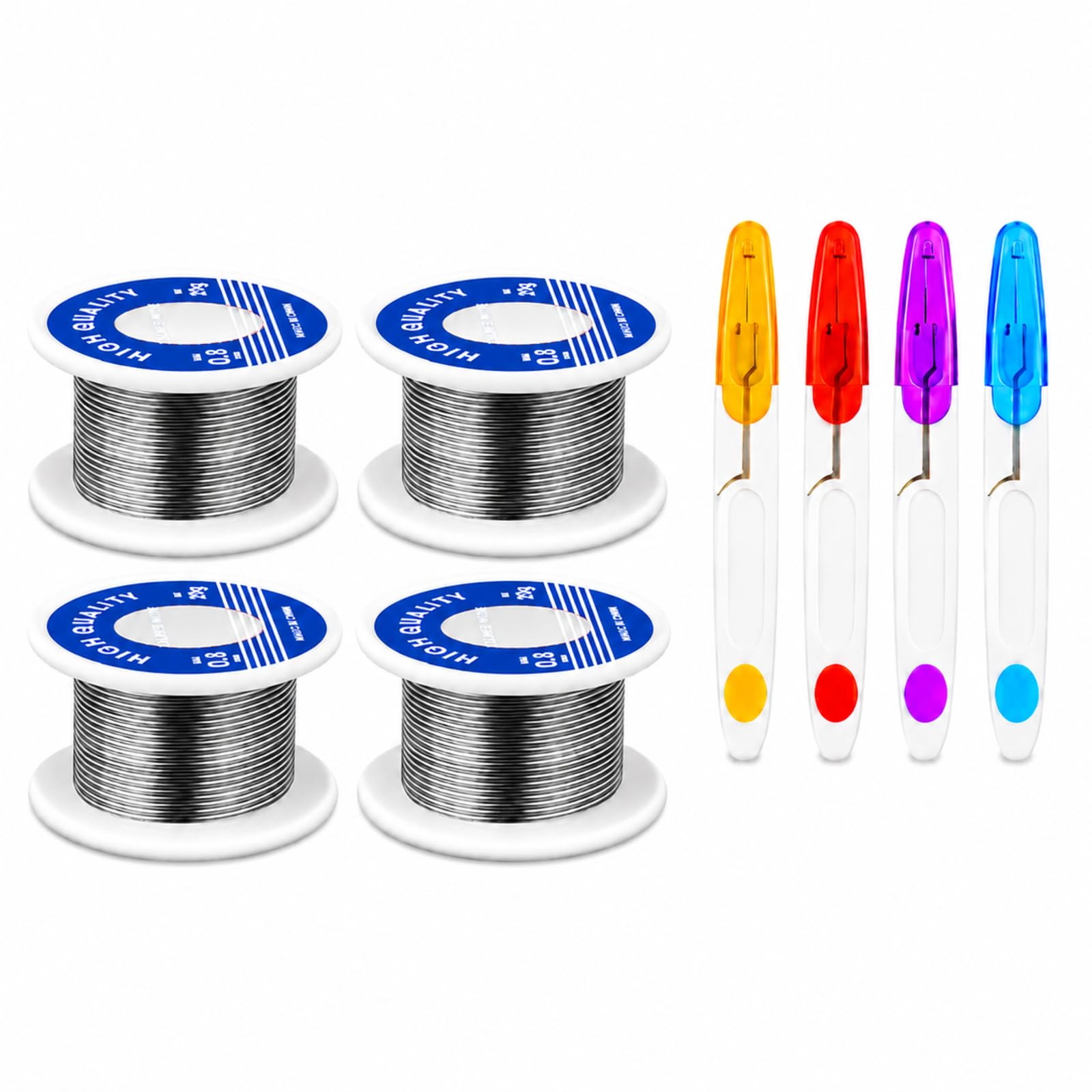 4PCS Solder Wire, 20 Gram Leaded Solder 4 Pack with Transparent Lid Cutters 4 Piece Set, Electronics Circuit Board Repairs, DIY Projects and Workshop Soldering Tasks