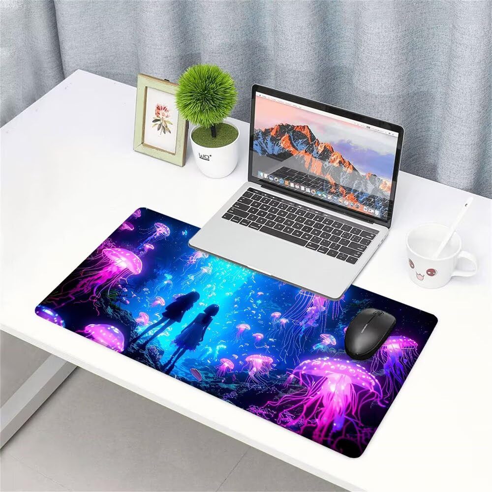 Alfombrilla de Mouse para Juegos, Blu, XXL, Antideslizante, Impermeable, Diseño de Sogno, Extendido, Grande, 1400x600x3mm, para PC, Laptop, Ufficio, Famiglia d-806