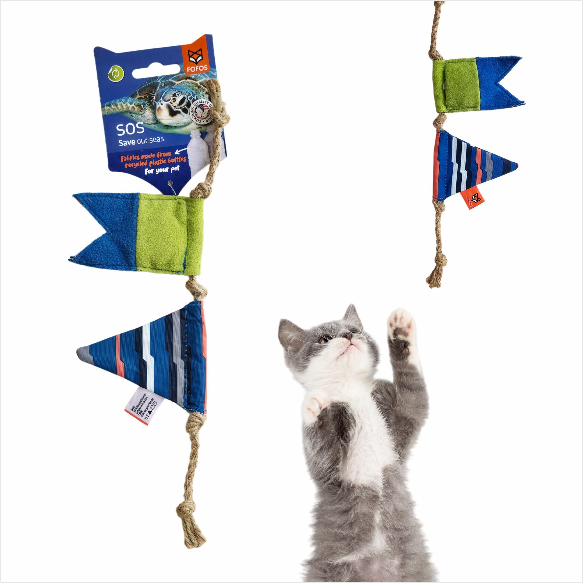 BarkButler x FOFOS S.O.S Flag Teaser Cat Toy - US Grade Organic Catnip, Multicoloured, Recycled Plastic Bottles, Jute Rope Interactive Toys for Cats, Perfect as Kitten Toys, Cat Toys (B0DCVNDK85) Amazon Price History, Amazon Price Tracker