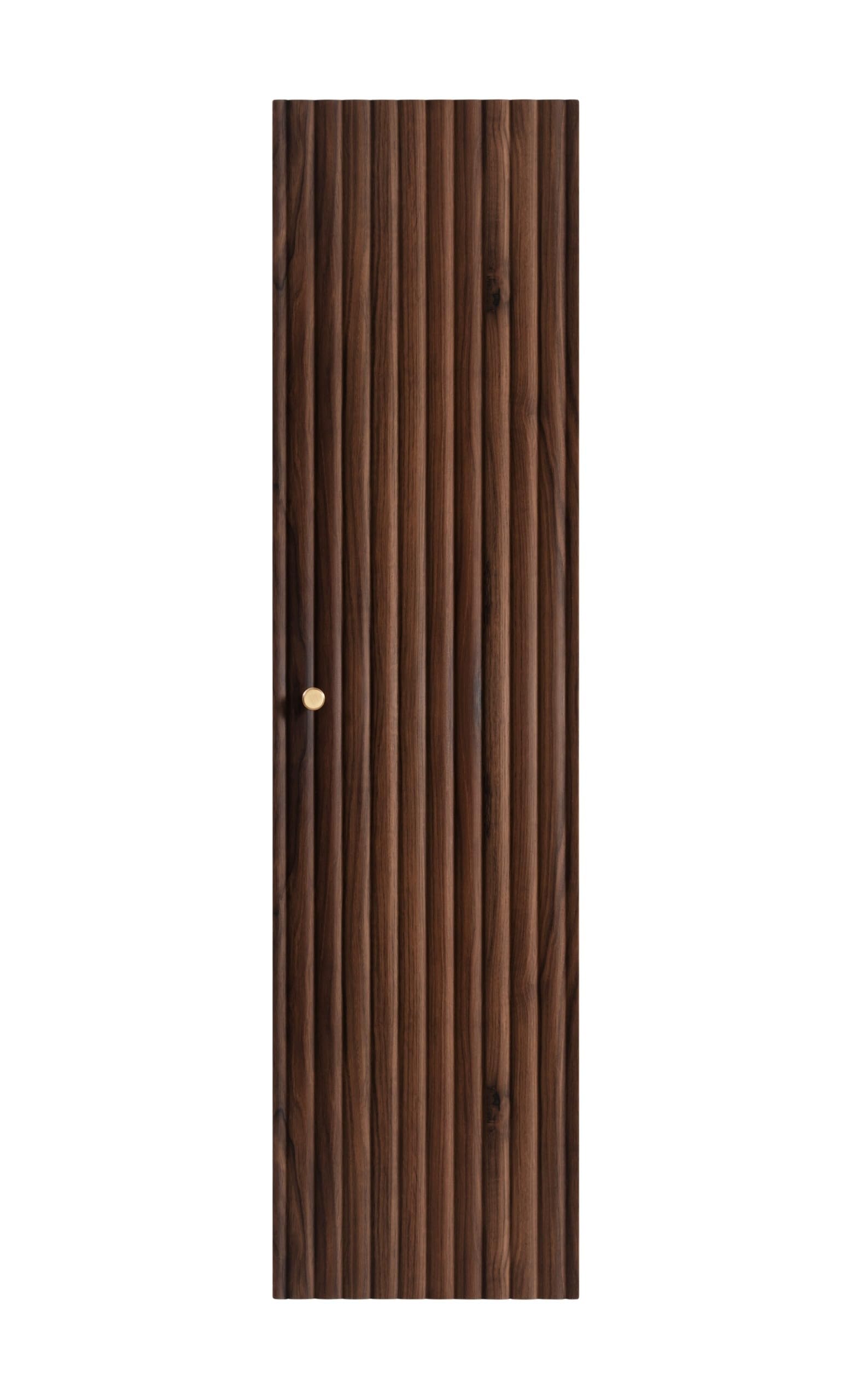 Colonna bagno sospesa 136x35 cm, frontale MDF cannettato, Rovere Noce