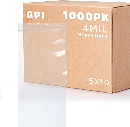 Miniatura 12 de GPI - 100 bolsas con cremallera de 5 x 10 pulgadas, resistentes de 4 mil de grosor, bolsas de polietileno transparentes con cierre resellable
