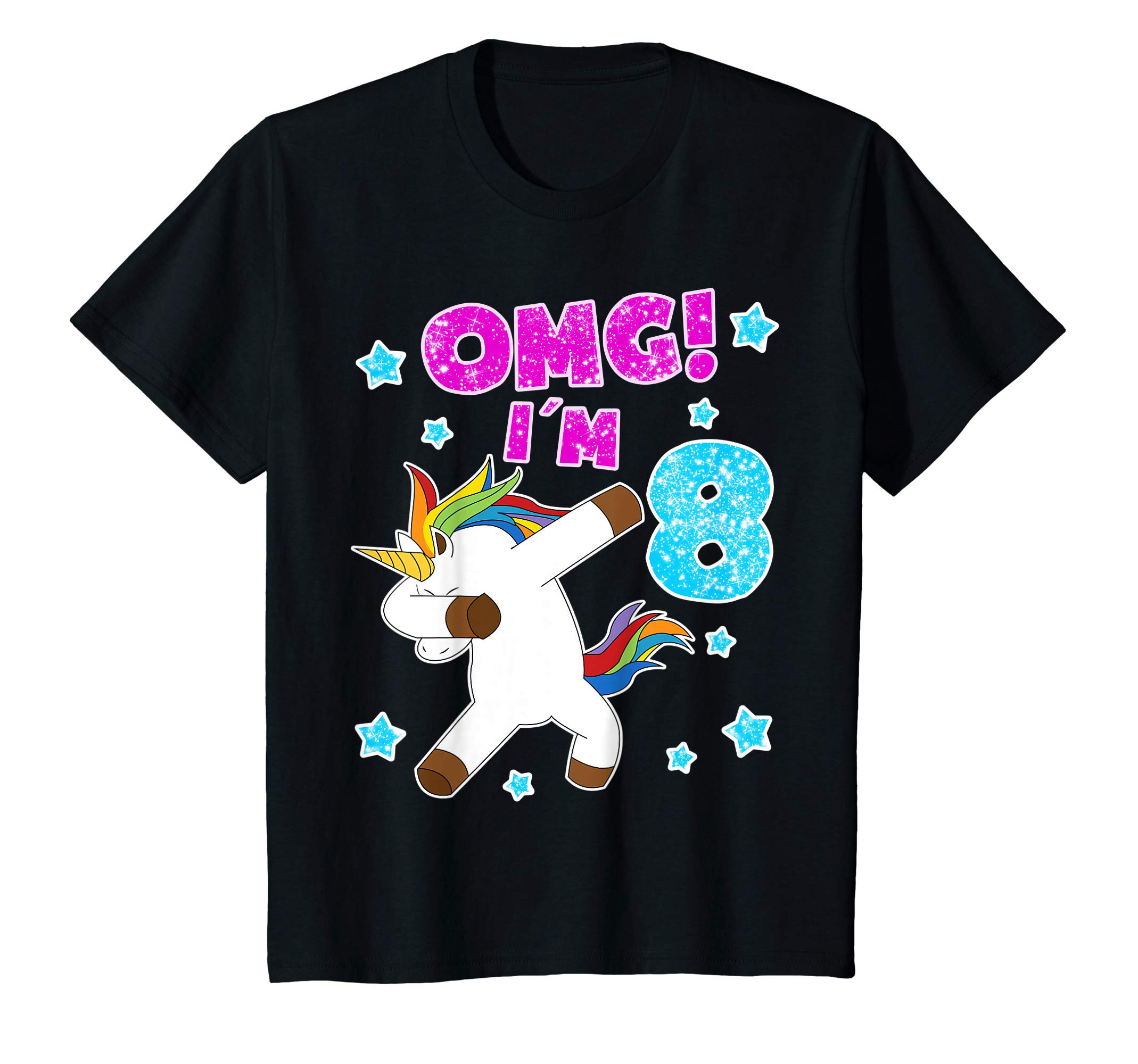 Youth Unicorn Gift 8th Birthday 8 Years Celebration Dab Dabbing T-Shirt