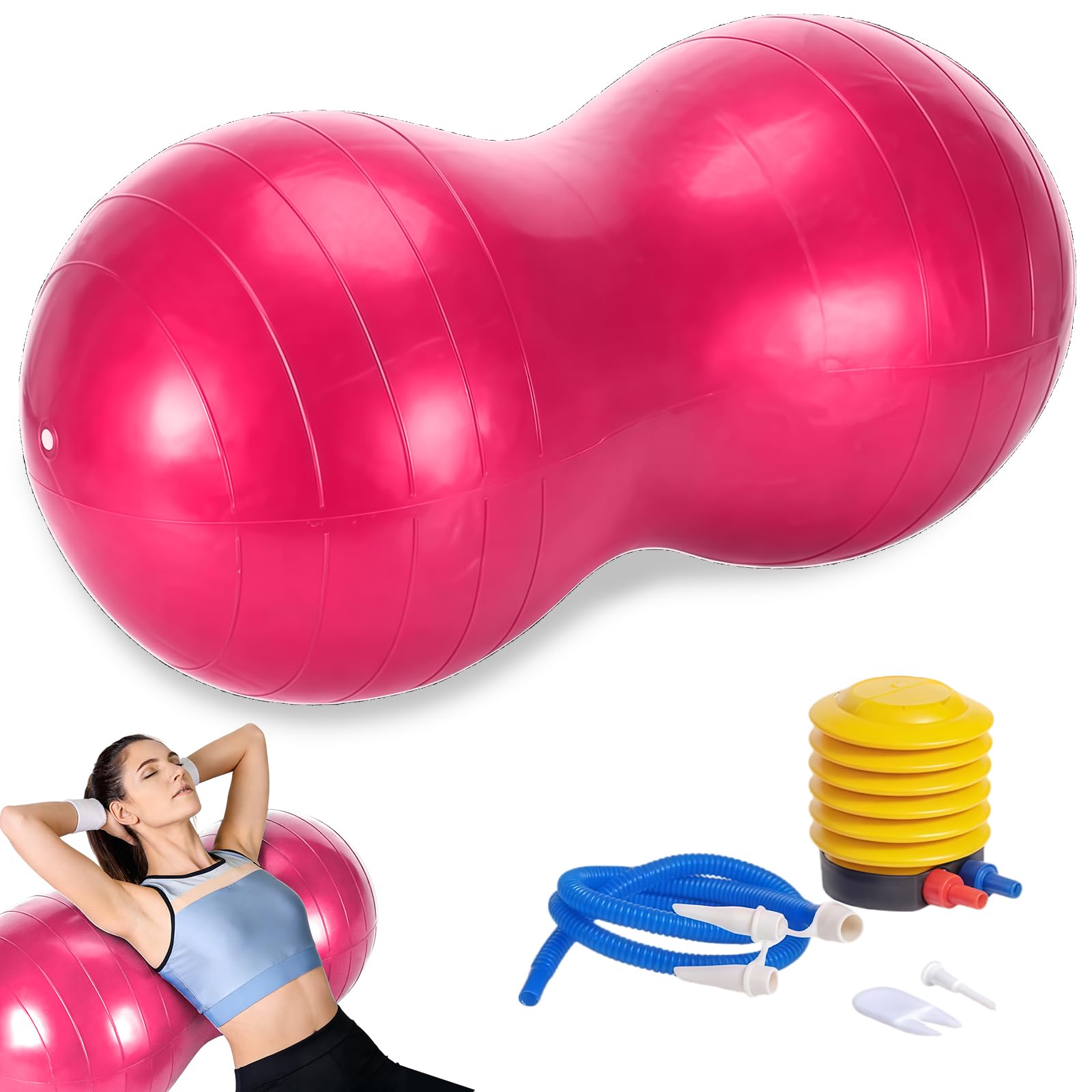 Peanut Ball Therapy with Pump, Exercise Ball with Pump, fitness ball, Pilates balls, Sensory Gym Ball for Yoga, for Pregnancy Birth, Physical Therapy, Child Training, Core Training