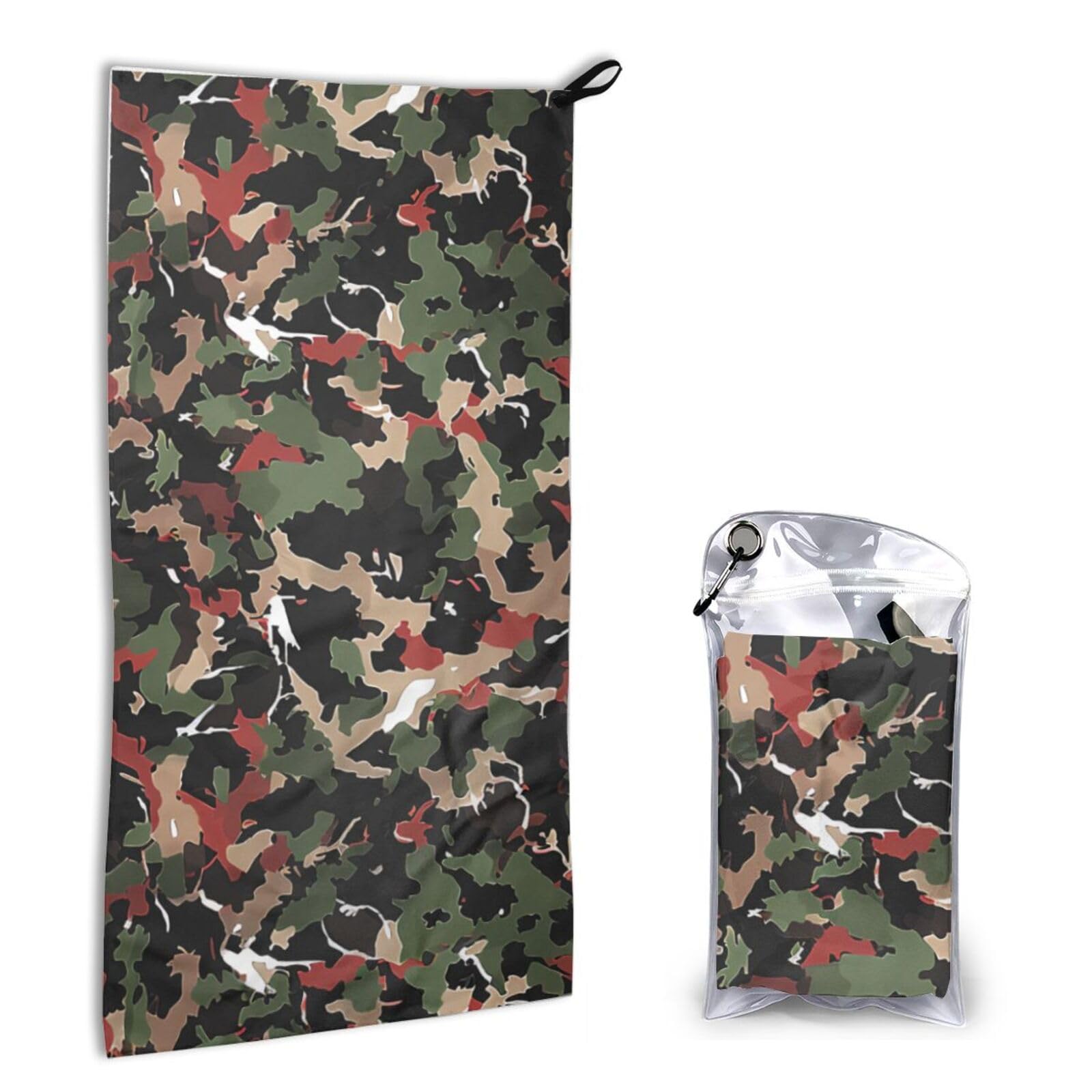 BWWHCCTI Quick Dry Hand Towel With Bag - Camouflage Printed Super Absorbent Face Cloth Microfiber Travel Sports Towels 40x80cm