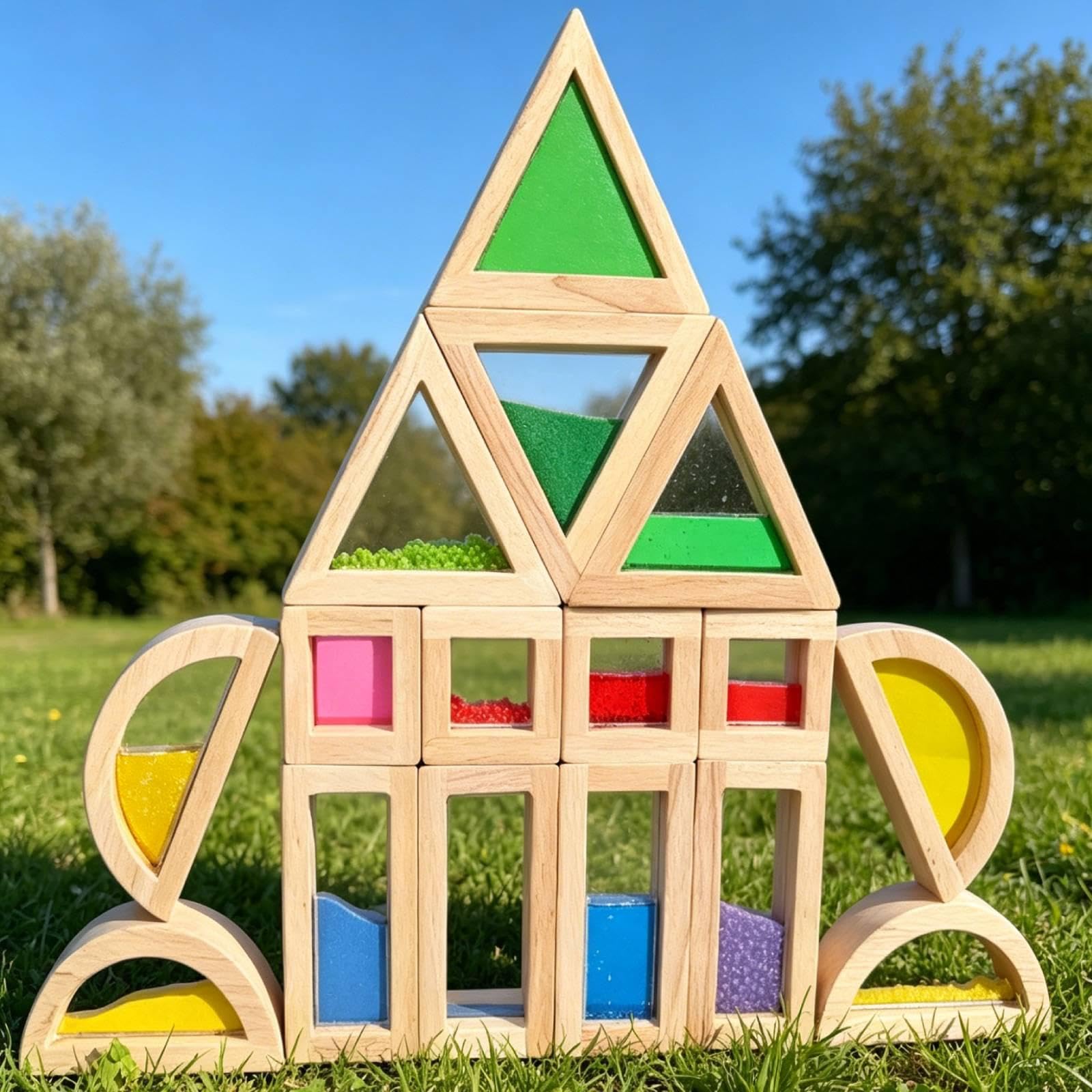 Blocchi di Legno da Costruzione, Blocchi Arcobaleno, Educativi per L'apprendimento Prescolare, Arcobaleno per Bambini