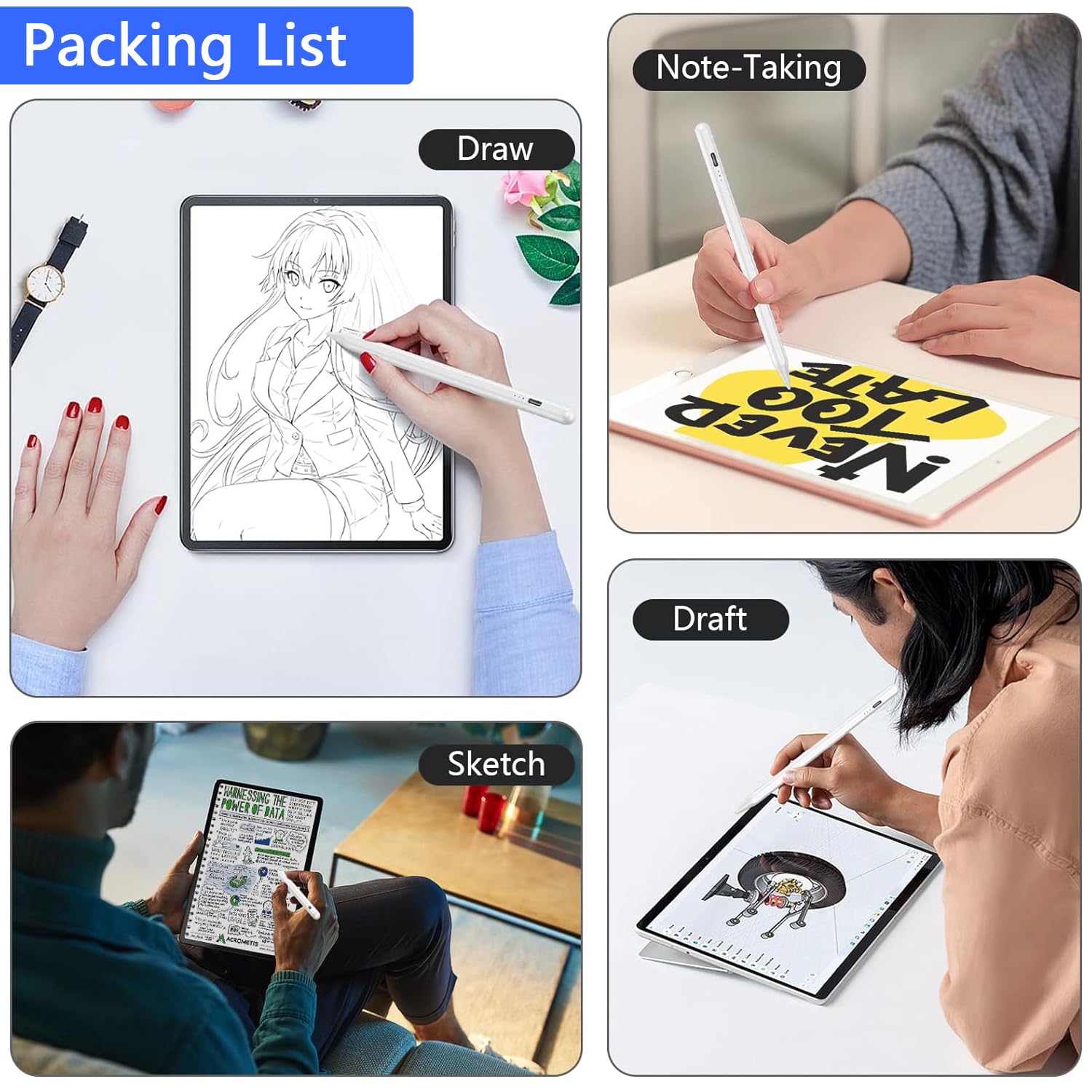 Penna Touch ad Alta Sensibilità per Tablet Compatibile Samsung Vivo Xiaomi Huawei Android iOS