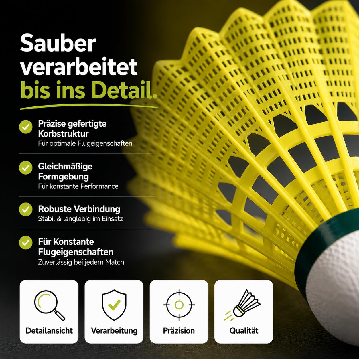 TK Gruppe Timo Klingler Bolas de bádminton Amarillas para Entrenamiento y competición