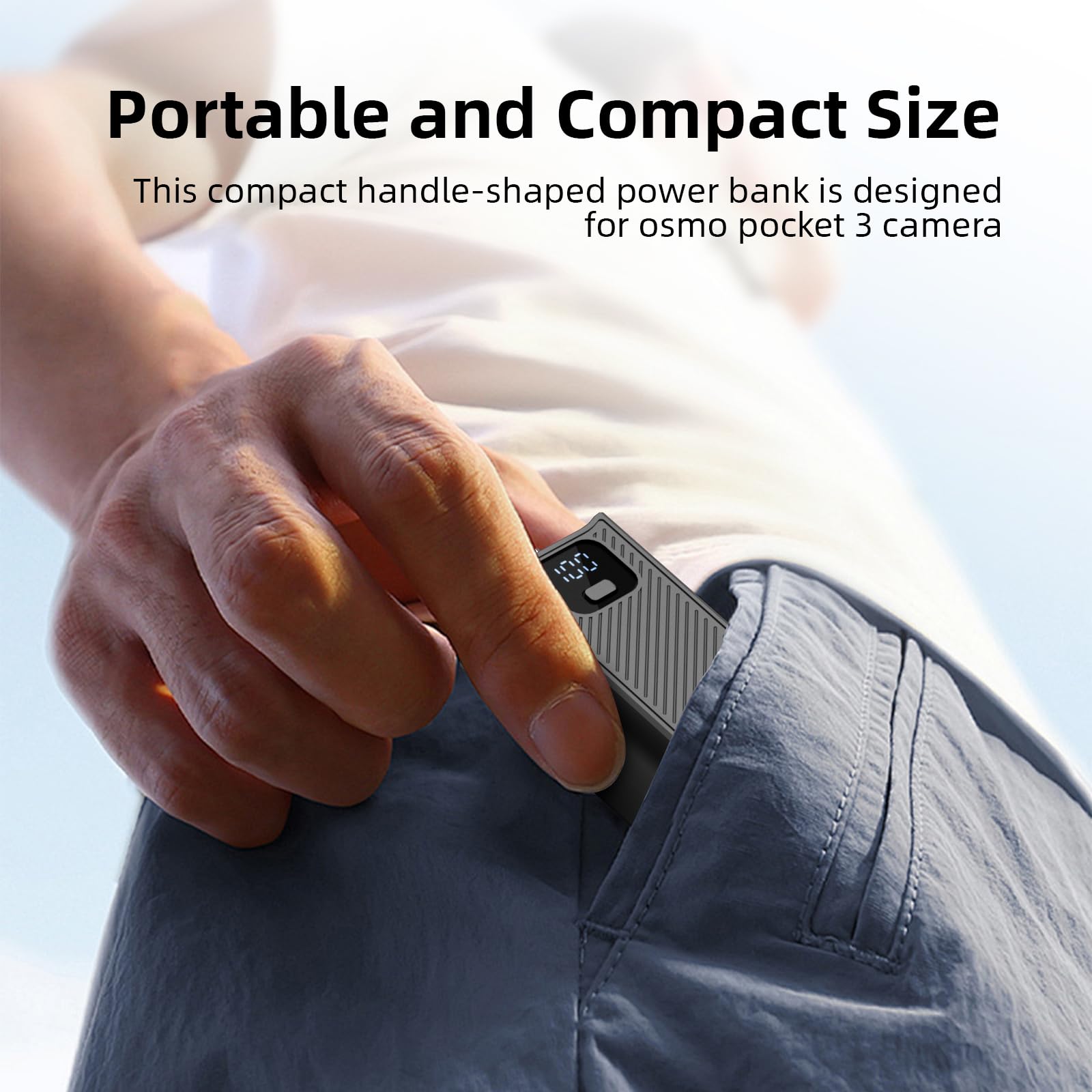 Impugnatura con batteria aggiornata con indicatore LED, compatibile con fotocamera DJI Osmo Pocket 4 e Pocket 3, 5000 mAh, 22,5 W, ricarica rapida per Xtra Muse/Pocket 3, foro filettato da 1/4 di
