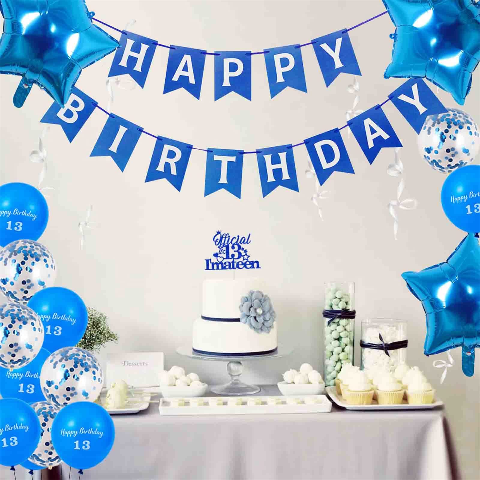 13. Geburtstag Banner 'I'm 13' – Glitzernde Deko Für Jungen, Inkl. Seil, Ca. 6,3 Zoll Pro Buchstabe, Blau