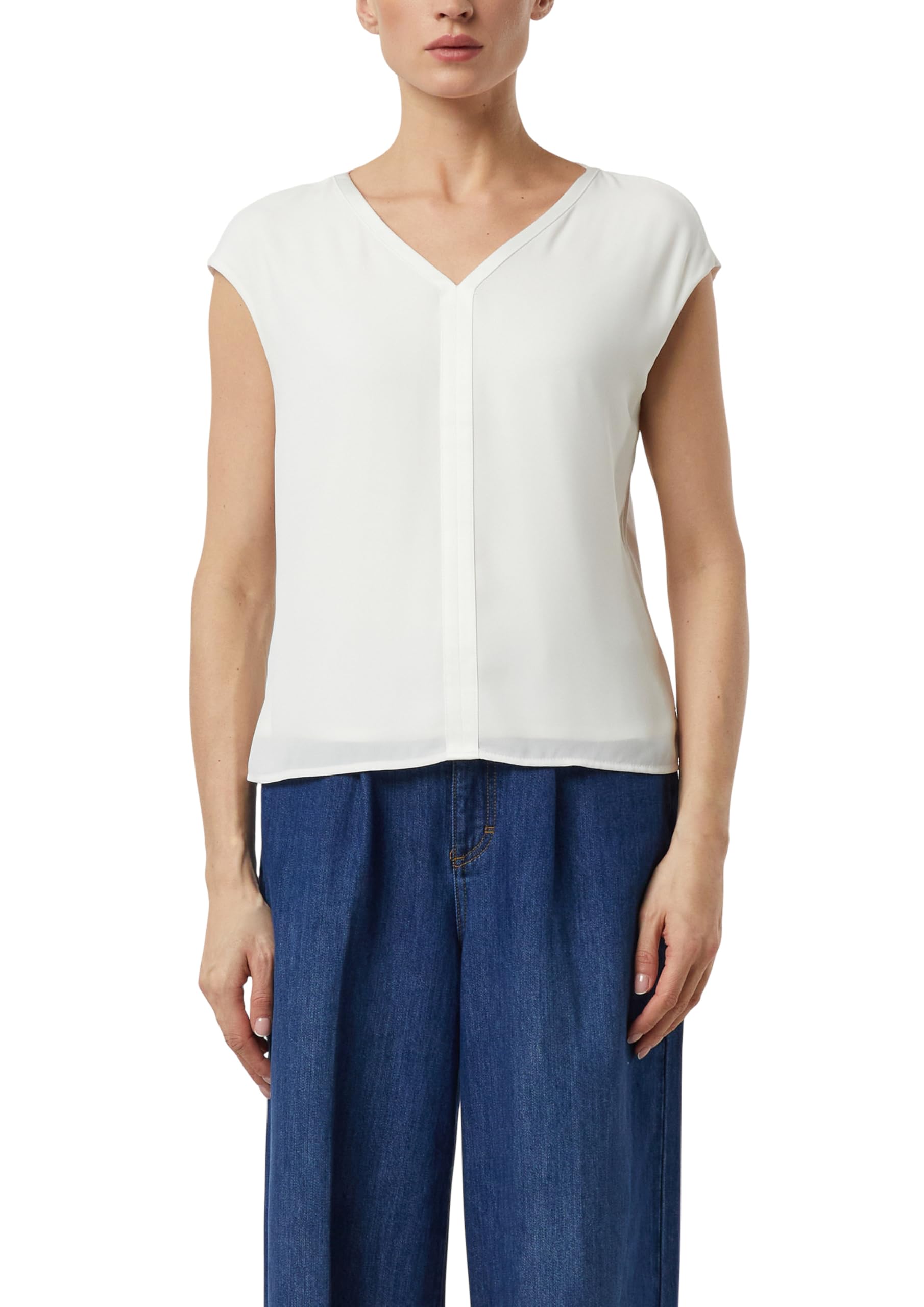 Comma Blusenshirt im Fabricmix mit Satinkante