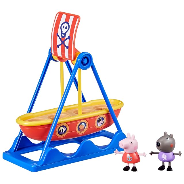 Peppa Pig - Peppa en el Barco Pirata - Set de Juego con un Barco Pirata Que se balancea y 2 Figuras