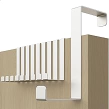 4smile Over Door Hook Set of 10 – White Coat Hooks for Leaf Depth 3.6 cm (1.4") + 4.1 cm (1.6"), Sturdy Hangers for Clothes, Wreath Hanger