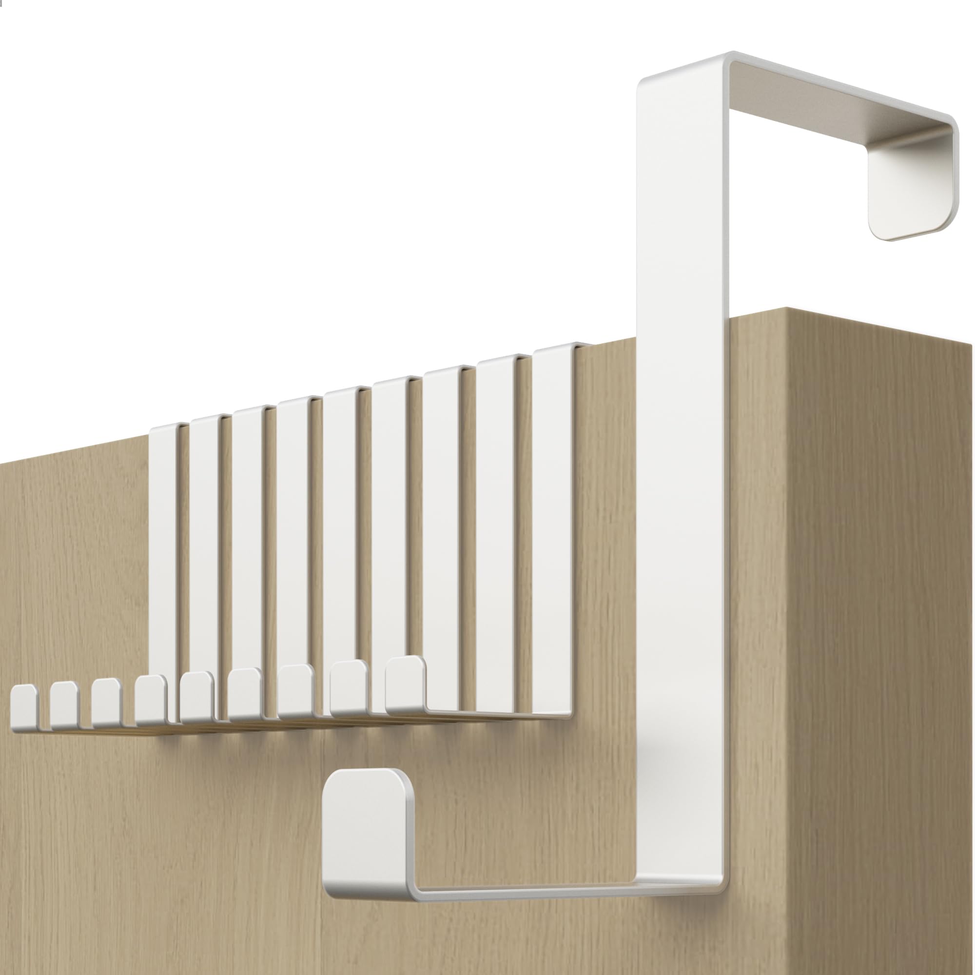 4Smile White Over Door Hook Set Of 10 – Coat Hooks For Leaf Depth 3.6 Cm (1.4") + 4.1 Cm (1.6"), Sturdy Hangers For Clothes, Wreath Hanger