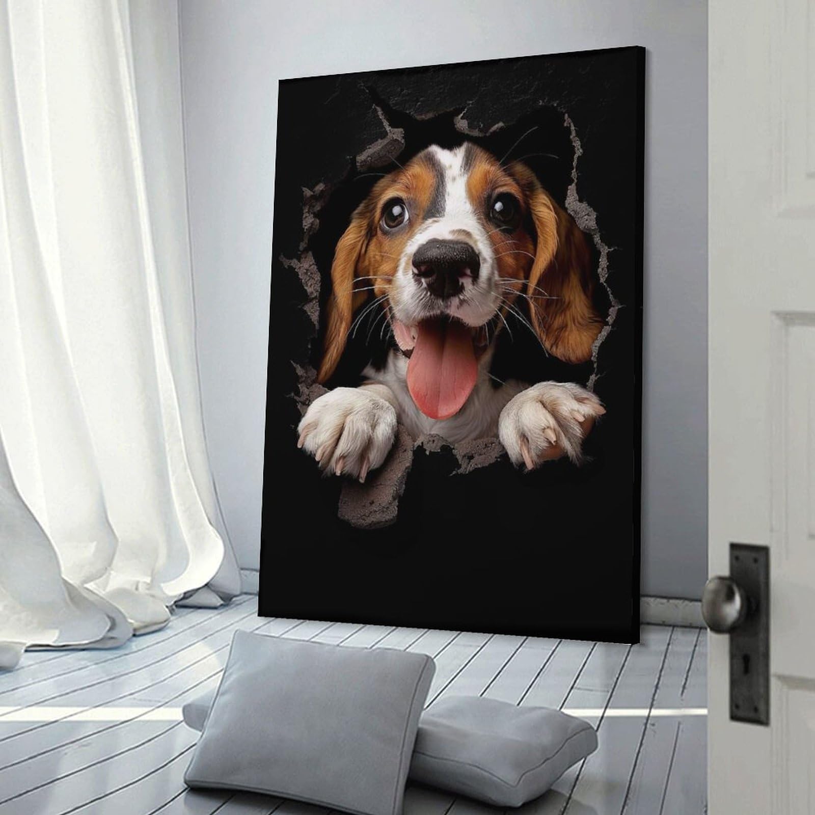 Junmoney English Foxhound Hanging Wall Art 24x36inch(60x90cm), for New Homes, Bedrooms Or Workspaces, Thoughtful Wall Decor for Art Lovers