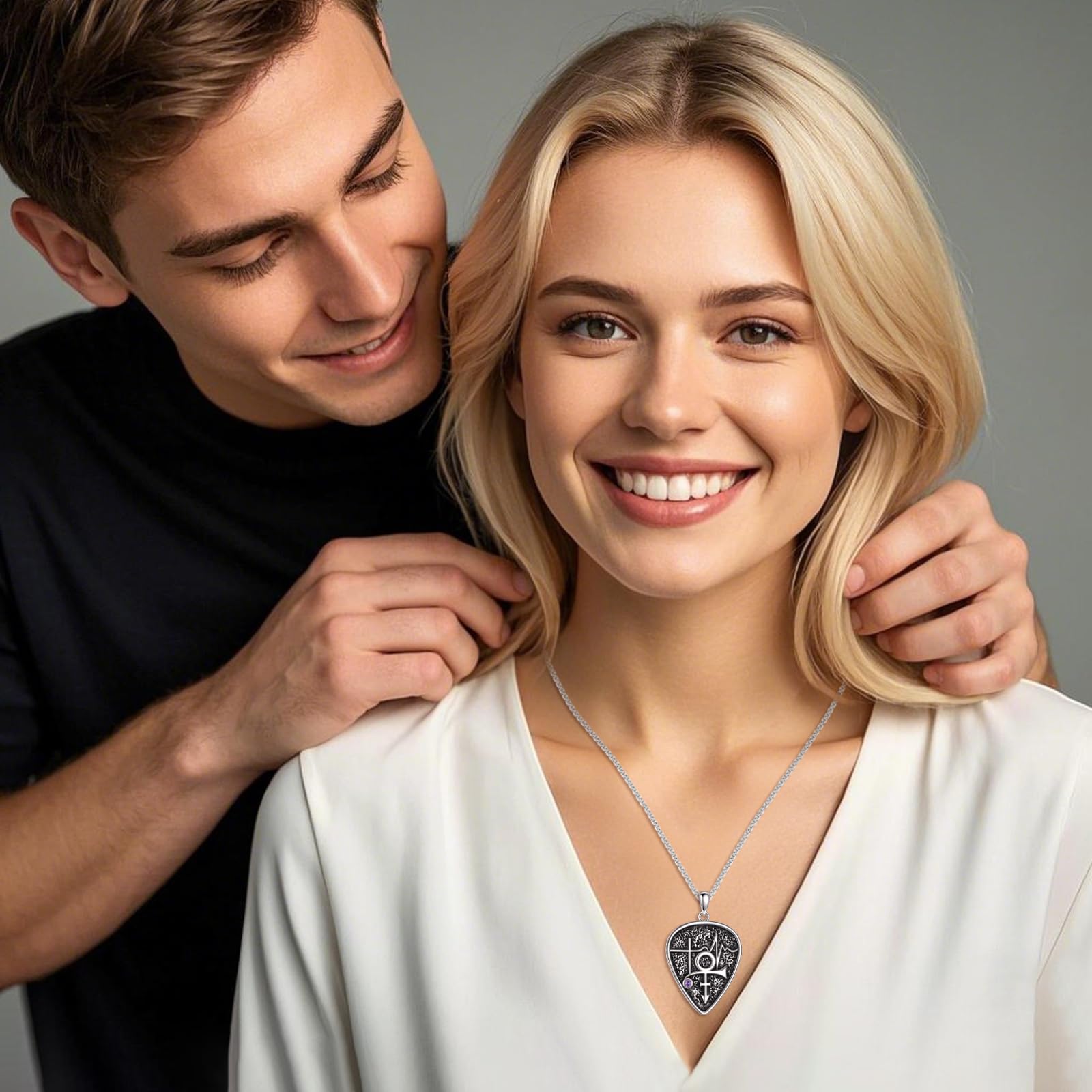 Collana con ciondolo per chitarra, in argento Sterling con simbolo principe, simbolo principe, regalo per donne e uomini
