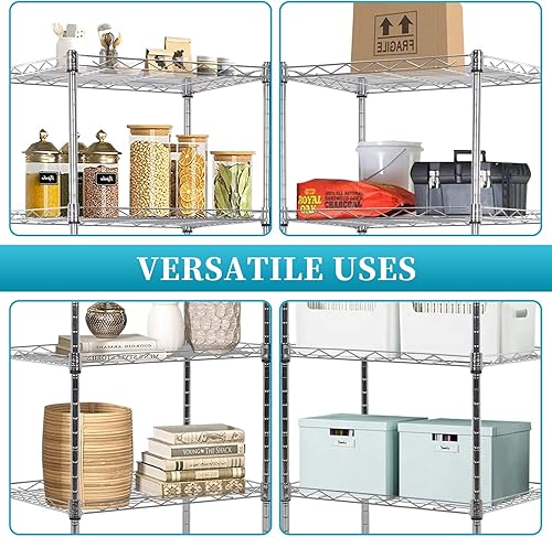 Miniatura 6 de Estantería de 6 alambres ajustable, estante de almacenamiento de metal con patas niveladoras para armario, lavandería, despensa, cocina, garaje,