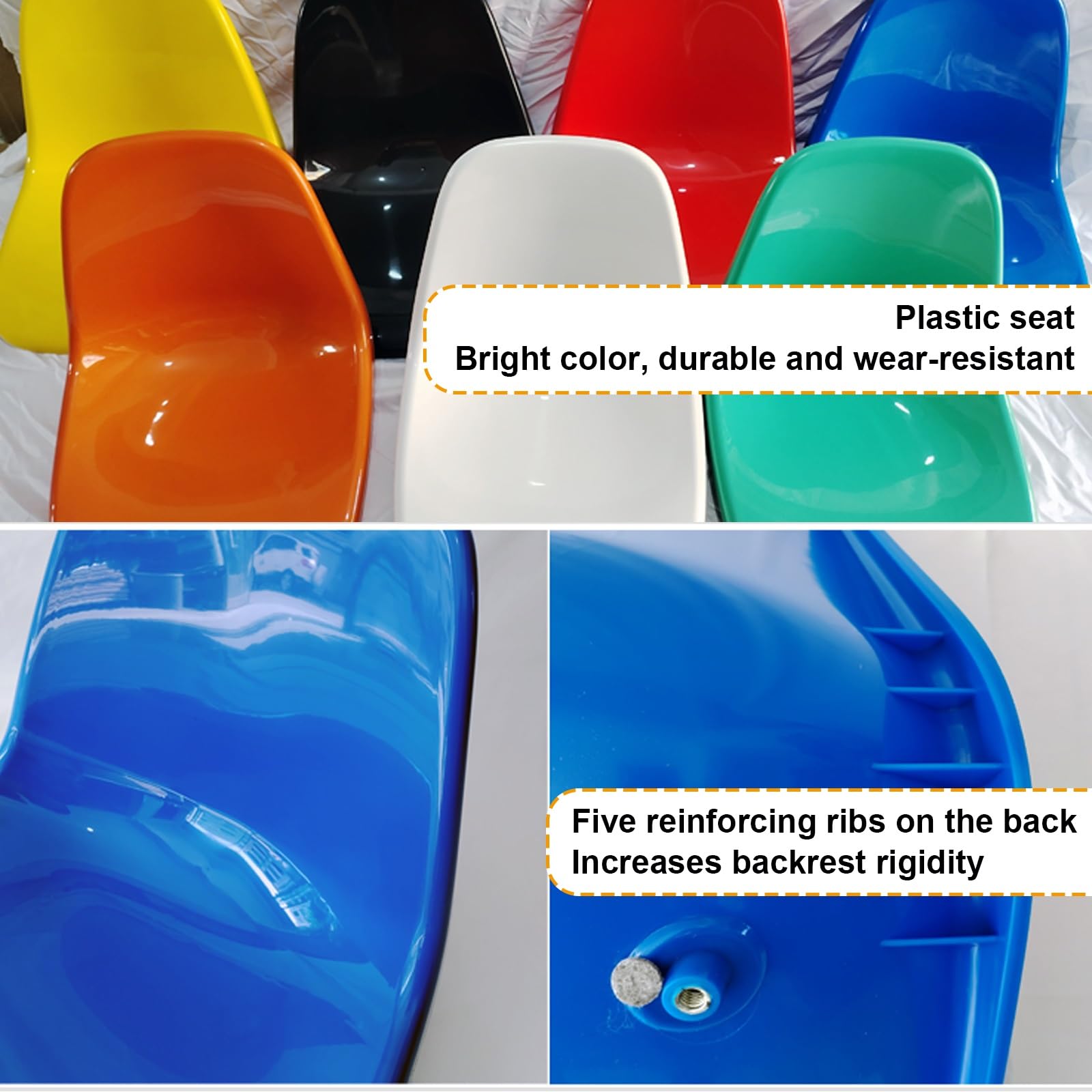 Juego de 2 sillas ergonómicas con respaldo de plástico, cómodos asientos de 12 cm de alto para comedores, estadios y zonas de espera