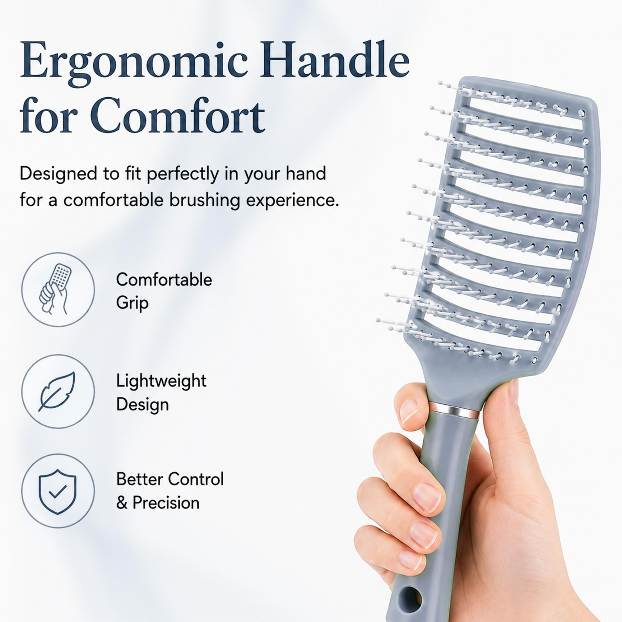 GLUN® Portable Detangling Hair Brush Pack of 1 Blue Colour, Curly & Straight Hair Brush for Women & Men Accessories Use in Salon, Home & Personal Use 1