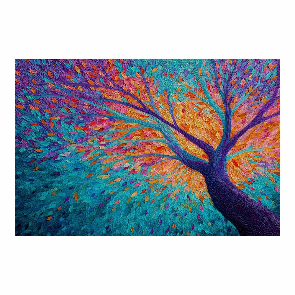 ZAMAEIU Tree of life wall art Leaf-Dancing Tree abstract canvas wall, For Bathroom, Living Room, Bedroom, Office.Gift for Home Decor(blue)-30x50cm Unframed
