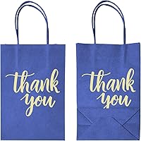 Vista 5 de DjinnGlory Paquete de 100 pequeñas bolsas de regalo de papel de agradecimiento azul marino con asas de 9 x 5.5 x 3.15 pulgadas para compras