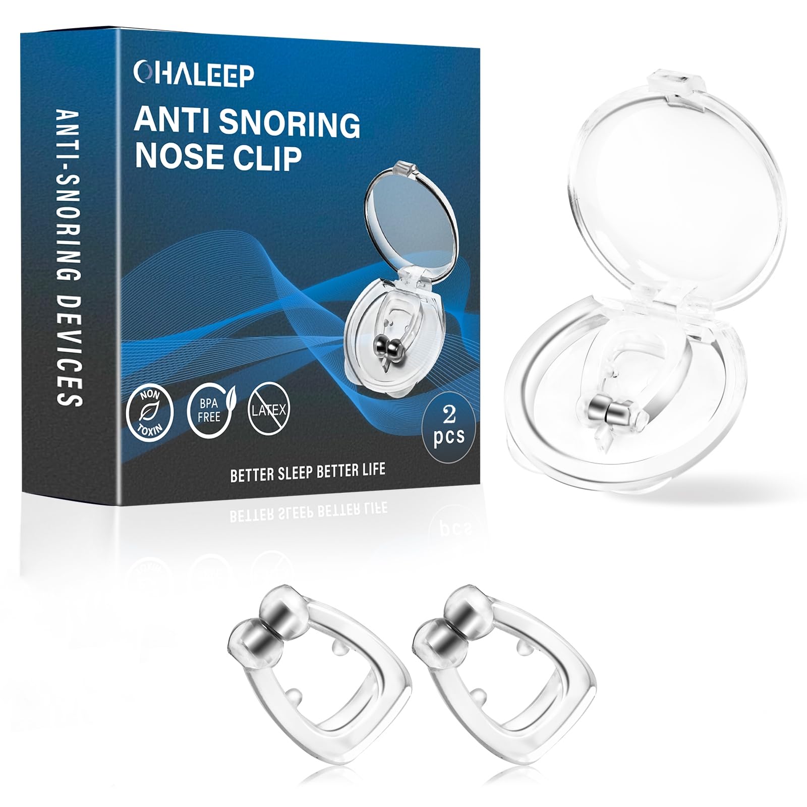 Anti Snoring Devices, Snore Stopper with Adjustable Magnet, Silicone Nose Clip Stop Snoring, Effective to Relieve Snoring, Snoring Solution for Comfortable and Quieter Sleep, Clear, M