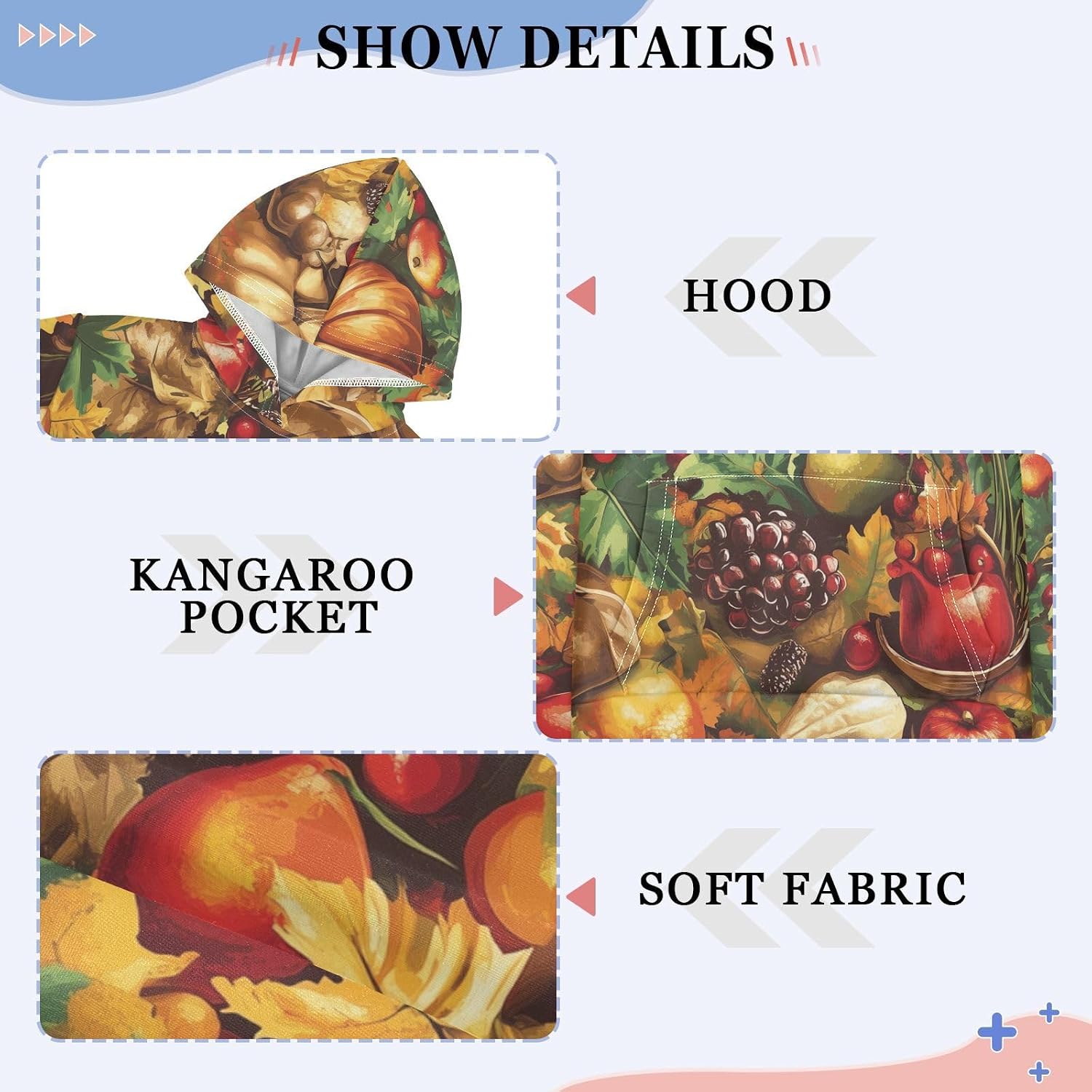 ZZXXB Autumn Pumpkin Fruits Kids Sweatshirts Boys Girls Hooded Kangaroo Pocket Pullover Tops XS-XXL