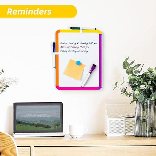 Vista 28 de VUSIGN Pizarra blanca pequeña de borrado en seco, pizarra blanca de 8.5 x 11 pulgadas para niños, estudiantes, nevera, casillero, mini pizarra