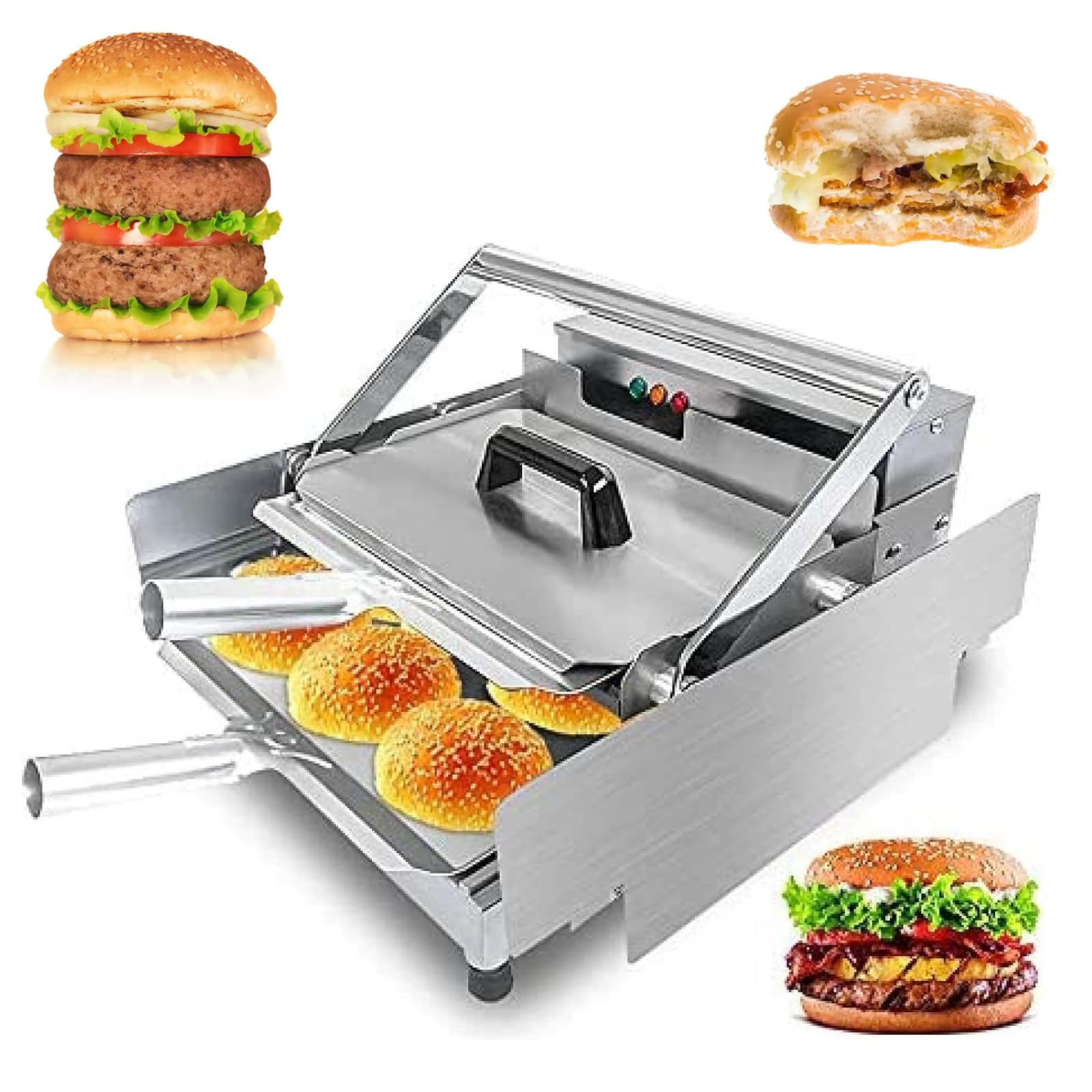 TYH Tostapane per Hamburger A Doppio Strato, Tostapane Commerciale con Forno Elettrico, Timer, Rivestimento Antiaderente per Cuocere Completamente Il Panino, Macchina per Il Pane A 12S