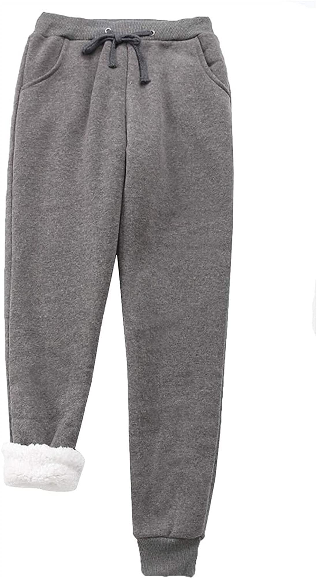 Pantalons De Survêtement pour Femmes avec Intérieur en Polaire Leggings Thermiques Chauds d'hiver Pantalons Survêtement Doublés Pantalons De Sport Pantalons Randonnée en Plein Air Jogging(Gray,S)