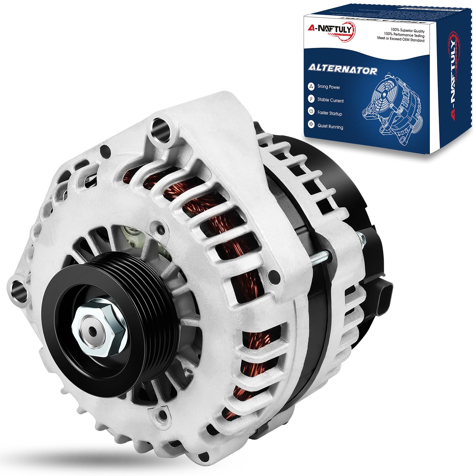 A-NAFTULY Alternator Fits for 2007-2014 GMC Yukon, Sierra, Chevy Tahoe, Suburban, Silverado 1500/2500, Avalanche, Cadillac Escalade, Alternator
